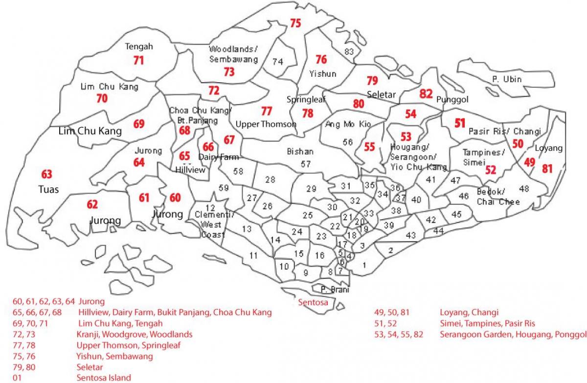 Singapore postal code map